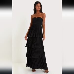 New Black lulu's Tiered Maxi Dress Large